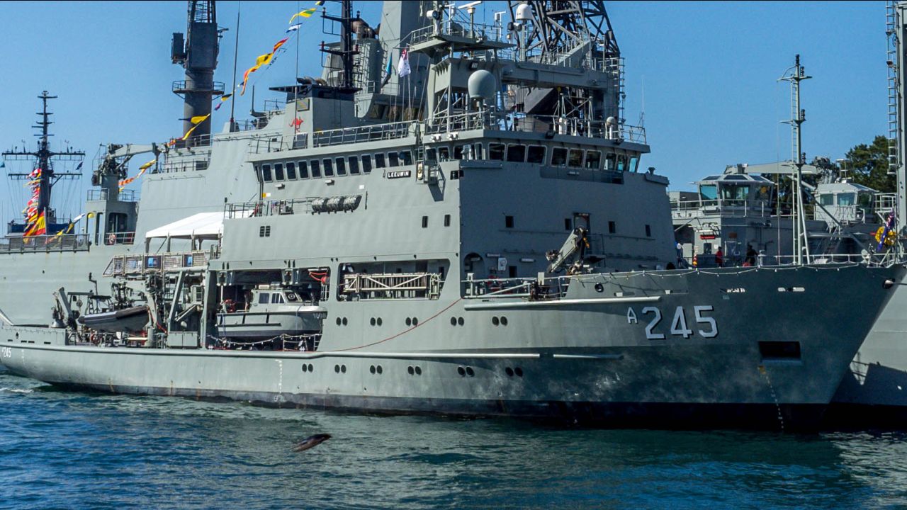 HMAS Leeuwin survey ship photographed in 2013; archival image, not the October 2026 investigation scene