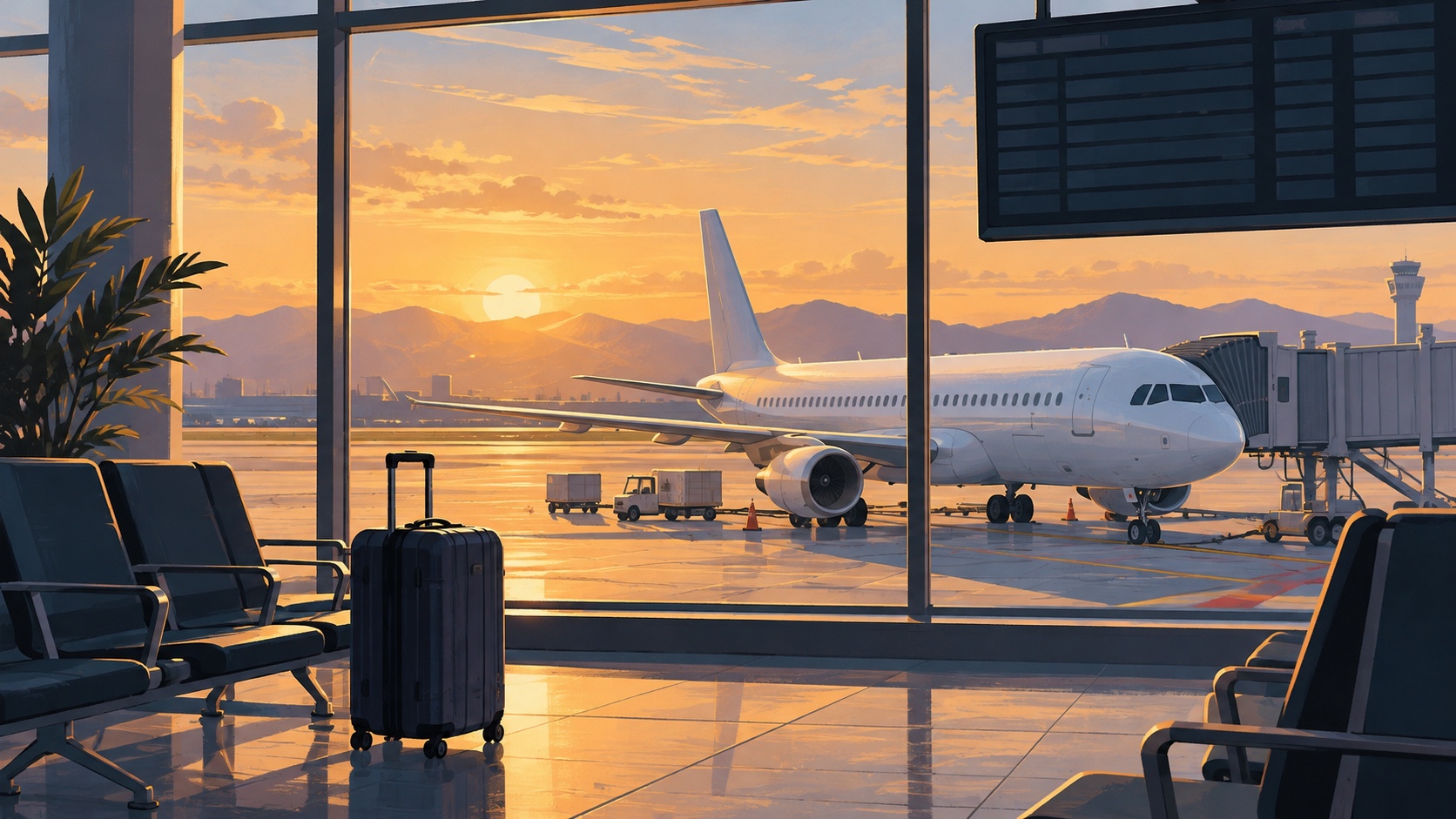 Editorial illustration: suspended flights verification; a conceptual image, not a photograph of the event or actual people.
